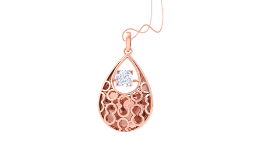 Radiant Filigree Teardrop Pendant In Gold - 0.59 Ct Square Cut Diamond
