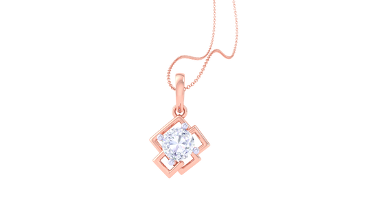 The Rhombus Solitaire Pendent - 0.77 Ct Rund Diamond In Gold