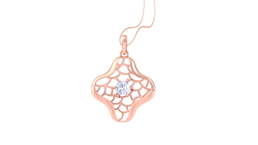 Radiant Clover Lattice Pendant In Gold - 0.59 Ct Brilliant Diamond
