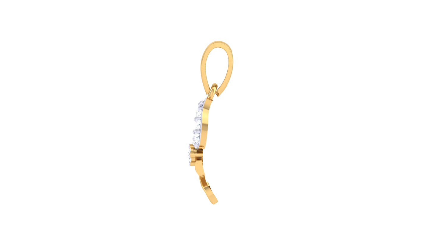 Teardrop Trishul Pendant In Gold - 0.06 Ct Sparking Diamonds