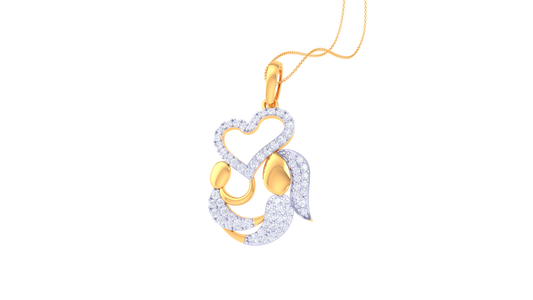 Fancy Heart Design Gold and Diamond Pendent - 0.59 Ct