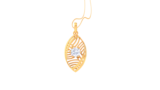 Verdant Grace Leaf Pendant In Sculpted Rose Gold - 0.59 Ct Round Diamond