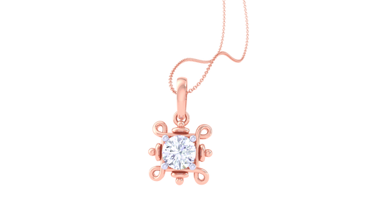 The Classic Bloom Solitaire Pendent In Gold - 0.59 Ct Round Diamond