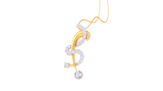 Graceful Twist Gold and Diamond Pendant – 0.19 Ct