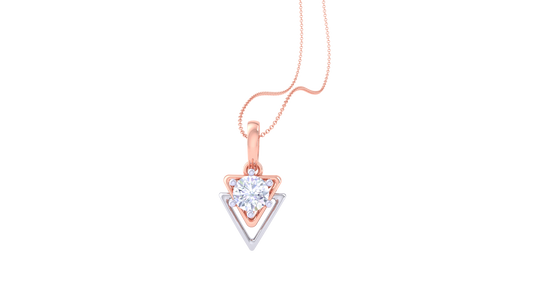 Nested Triangle Golden Pendent – 0.59 Ct Diamond