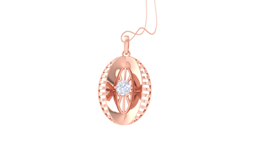 Art Deco Oval Pendant In Gold - 0.59 Ct Brilliant Cut Diamond