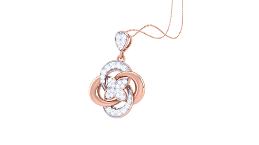 Floral Knot Pendant in Gold – 0.28 Ct Pavé Diamonds