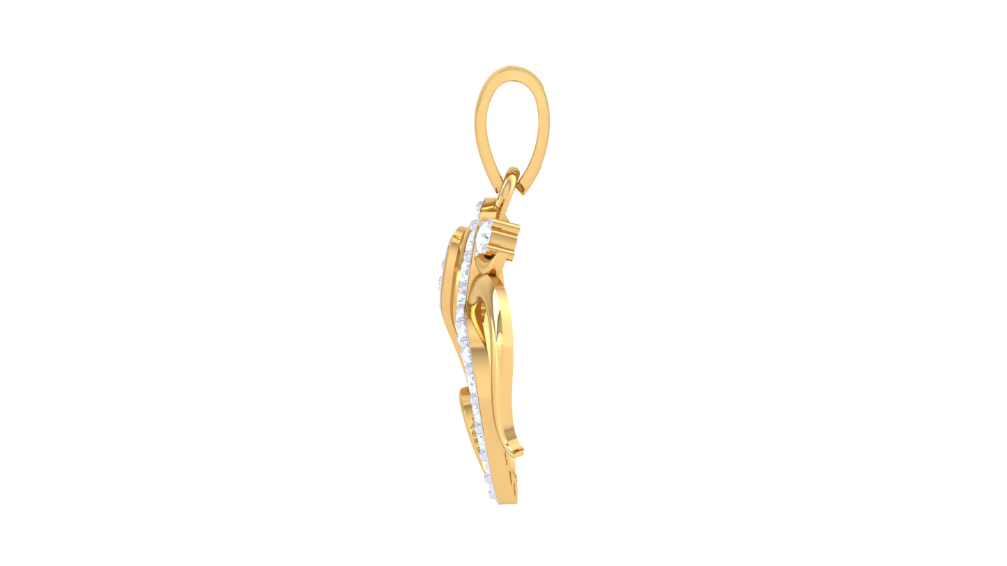 Floral Swirl Pendant In Gold - 0.14 Ct Diamond Embellishments