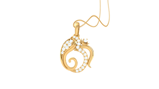 Floral Swirl Pendant In Gold - 0.14 Ct Diamond Embellishments