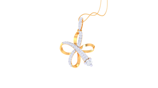 Elegant Flower Drop Pendant With Diamond In Gold - 0.52 Ct