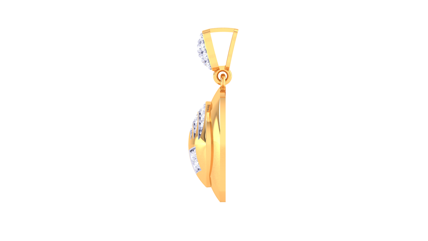 0.45 Ct Brilliant Cut Diamonds-Embellished Gold Pendant - Abstract Motif and Timeless Luxury