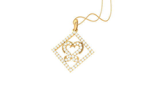 Footprint Within Frame Pendant In Gold - 0.37 Ct Diamond-Studded