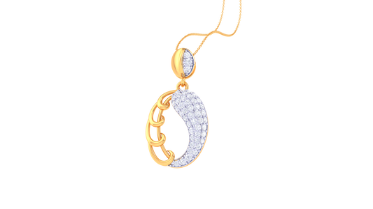0.48 Ct Sparkling Diamonds - Encrusted Moonlight Pendant In Gold