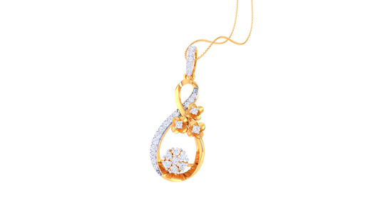 Floral Teardrop Diamond Pendant In Gold – 0.27 Ct