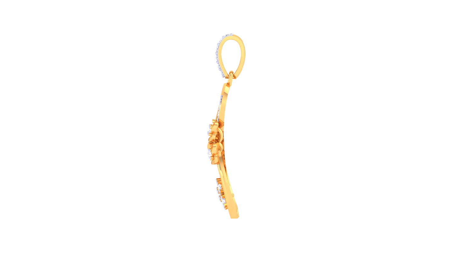 Floral Teardrop Diamond Pendant In Gold – 0.27 Ct