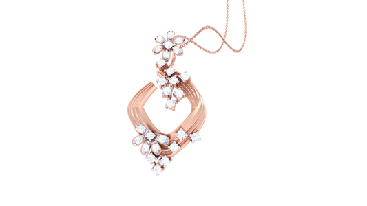 Floral Accent Pendant In Gold – 0.20 Ct Diamonds