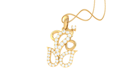 Artistic Teardrop Motif Gold Pendant - 0.20 Ct Sparking Diamonds