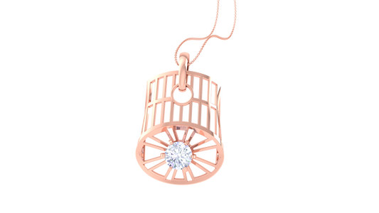 Celestial Cage Pendant In Gold - 0.59 Ct Round Cut Diamond