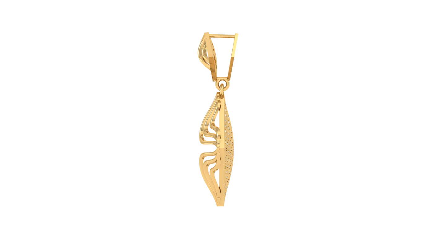 Twin Diamond-Shaped Pendant With Wave Accents – 0.87 Ct