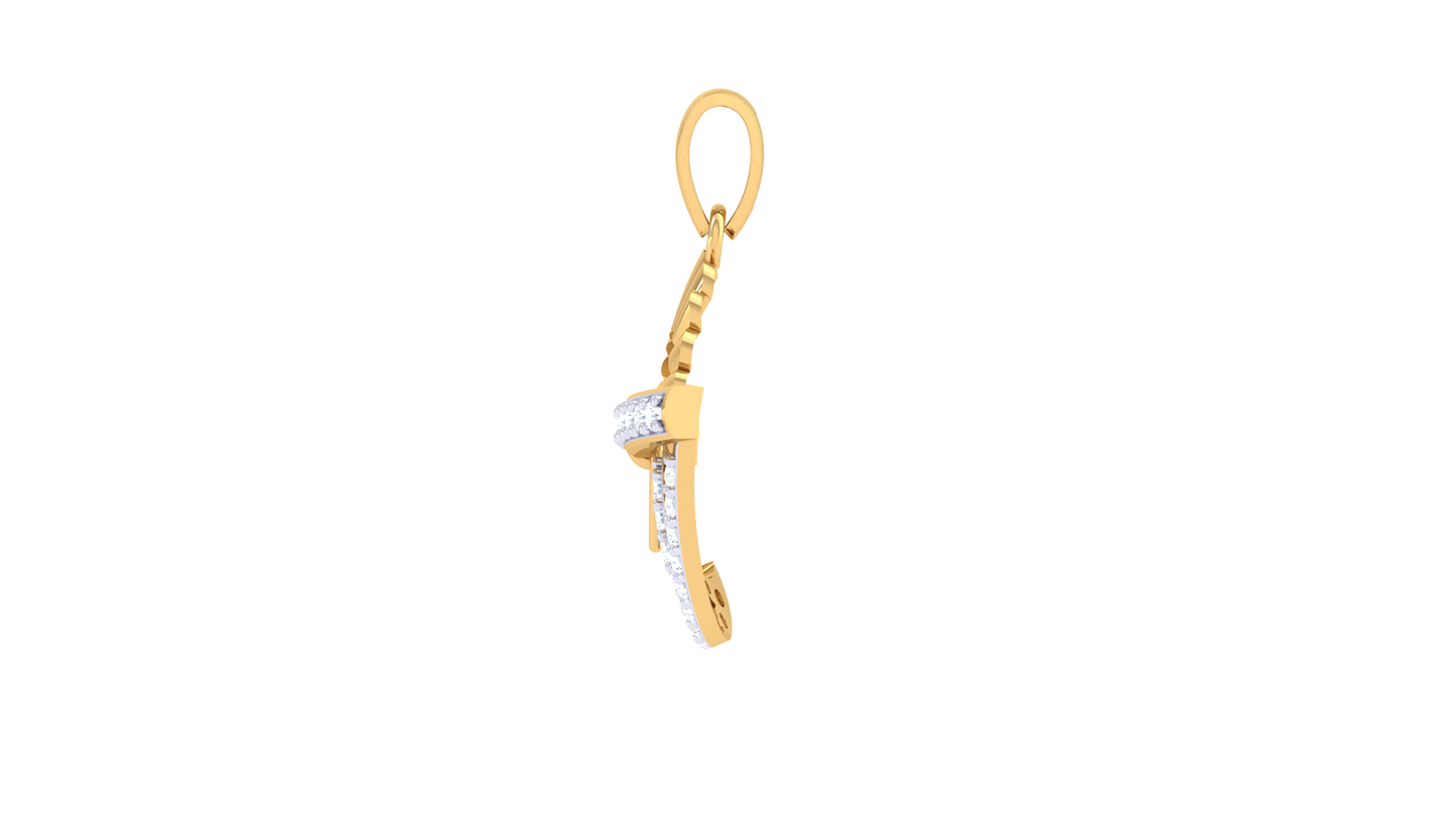 Kanha Bansuri Pendant In Gold - 0.11 Ct Diamond-Studded