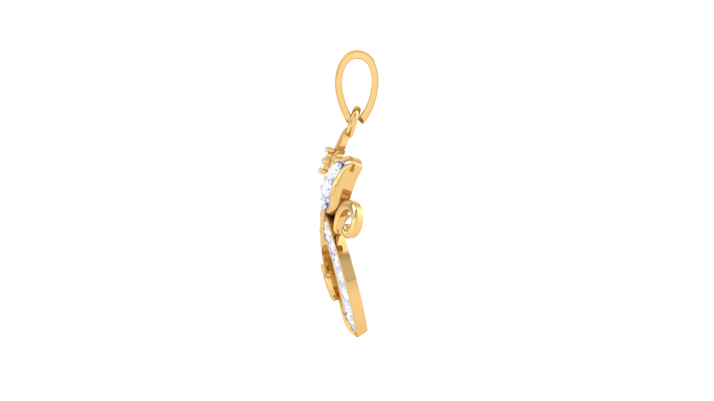 Om Symbol Pendant In Gold - 0.14 Ct Diamond-Encrusted
