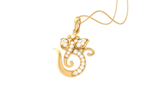 Om Symbol Pendant In Gold - 0.14 Ct Diamond-Encrusted