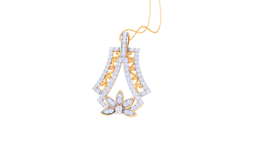 Ornate Bloom Diamond Pendant In Gold - 0.61 Ct