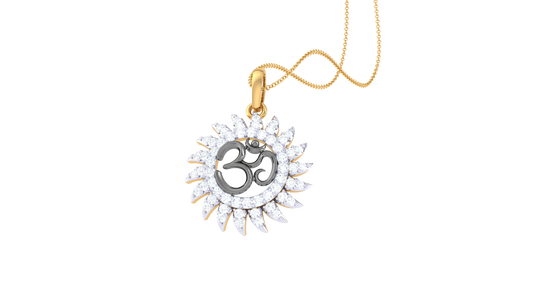 luminos Spark Om Halo Pendant In Gold - 0.29 Ct Marquise Diamonds