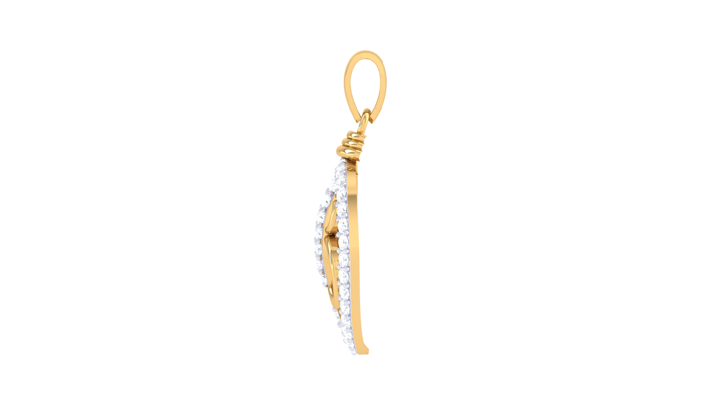 Teardrop SeeShell Gold Pendant - 0.28 Ct Diamond Accents