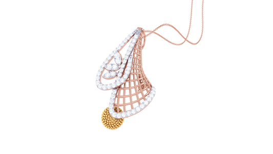 Woven Bell Pendent In Gold - 0.38 Ct Pave Set Diamonds