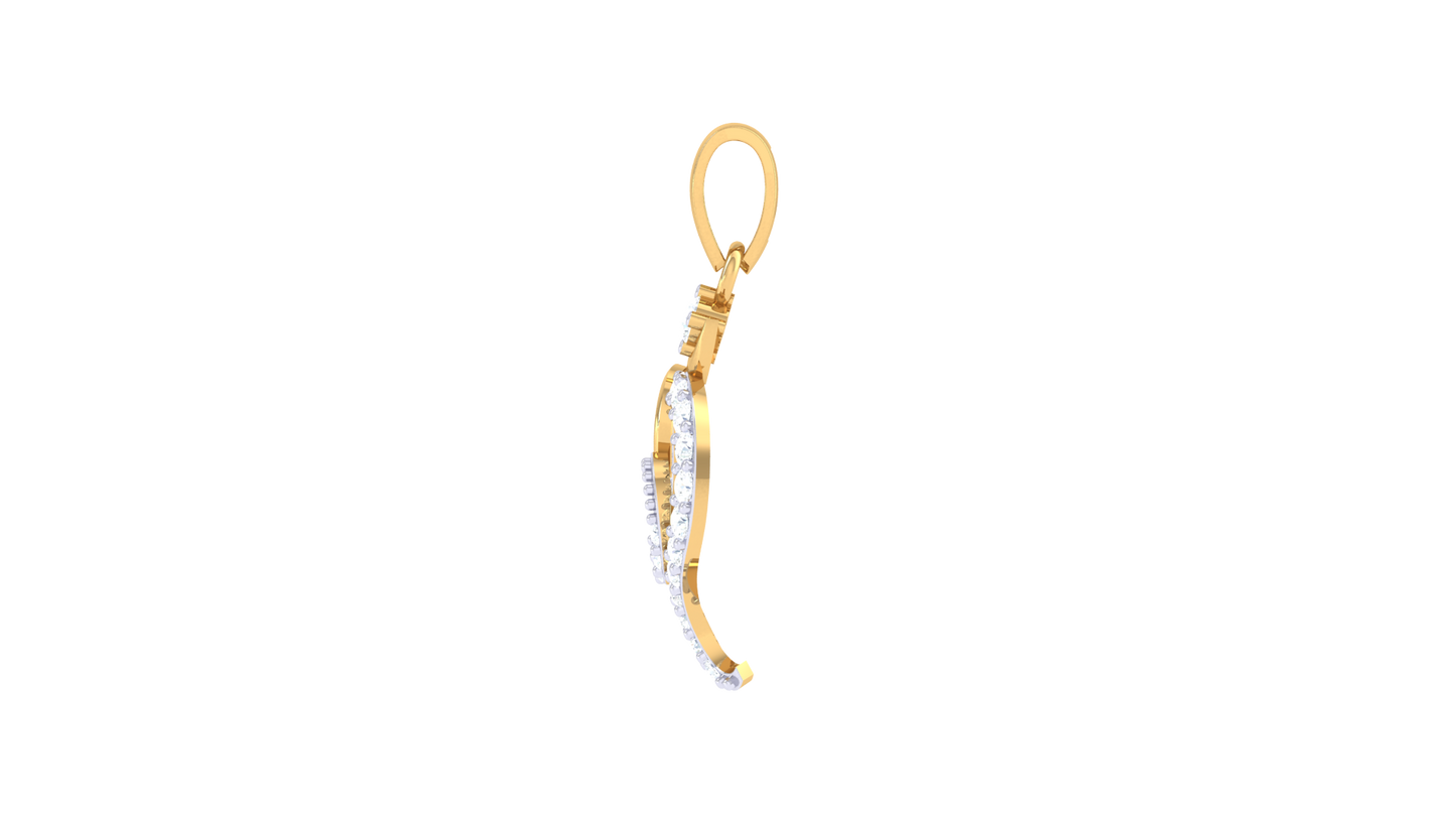 Floral Whisper Om Pendant In Gold – 0.14 Ct Diamonds