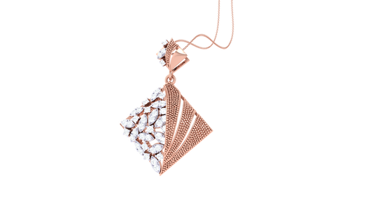 Split-Texture Pendant In Gold – 0.33 Ct Marquis Cut Diamonds