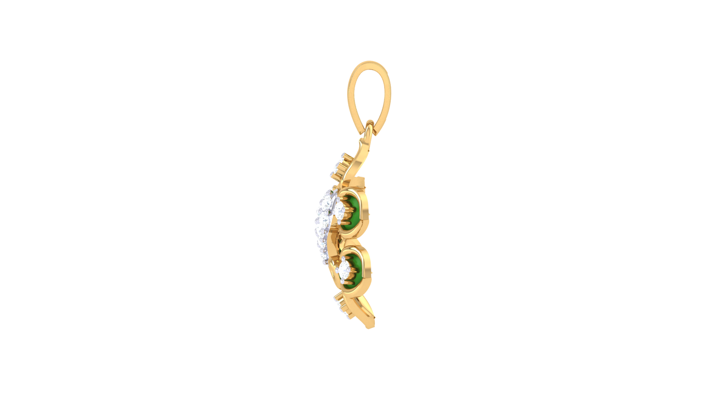 Verdant Bloom Pendant In Luminous Gold – 0.11 Ct Diamonds