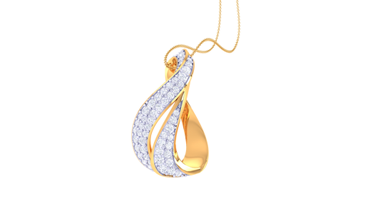 Dual-Curve Teardrop Motif Pendant In Gold0.48 Ct Dazzling Diamond Pavé