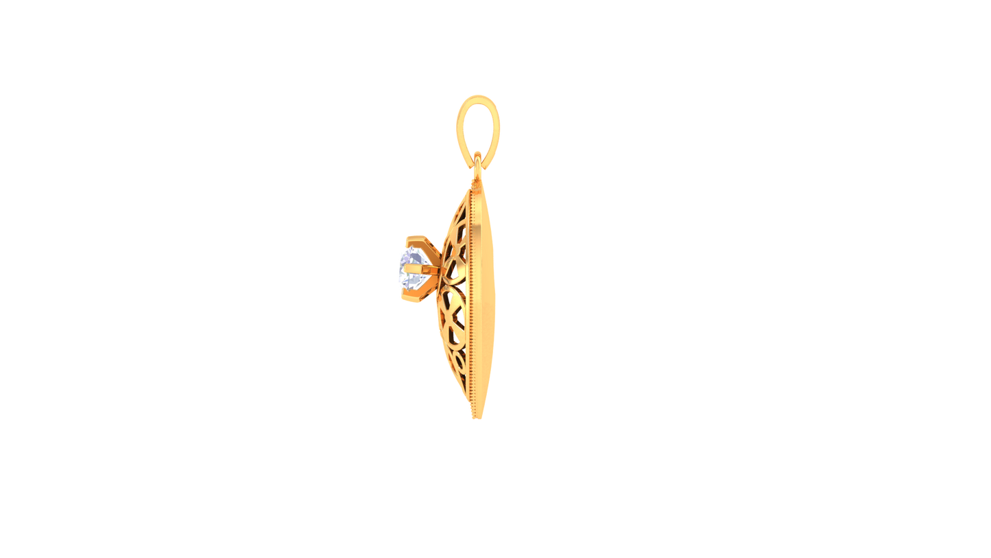 Lattice Embrace Pendant In Gold - 0.59 Ct Brilliant Round Cut Diamond
