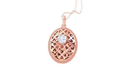 Lattice Embrace Pendant In Gold - 0.59 Ct Brilliant Round Cut Diamond