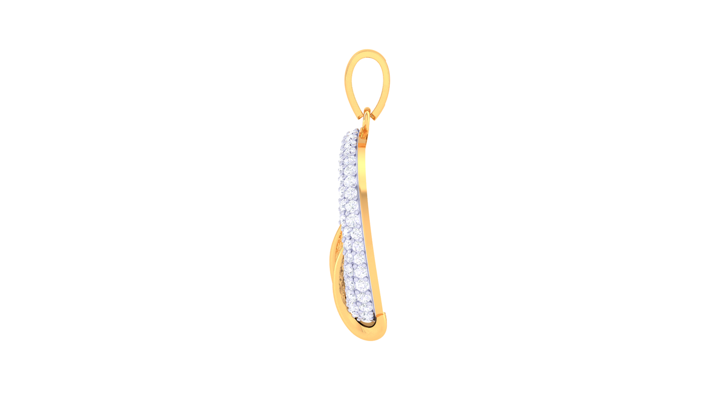 Ovel Swiral Diamond Pendent In Gold - 1.08 Ct