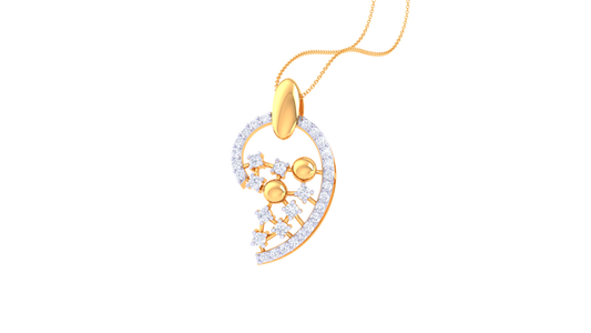 Floral Acent Heart Peandent With Diamond in Gold - 0.32 Ct