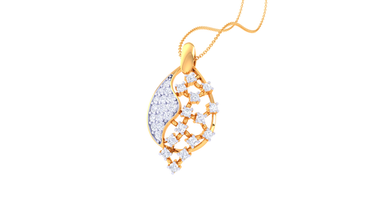 Flooting Leaf Pendent With Diamond In Gold - 0.23 Ct