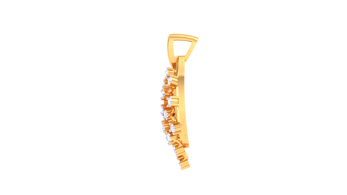 Flooting Leaf Pendent With Diamond In Gold - 0.23 Ct