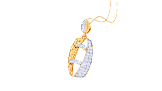 Touchdown Sparkle Gold Football Pendant - 0.35 Ct Brilliant Cut Diamonds