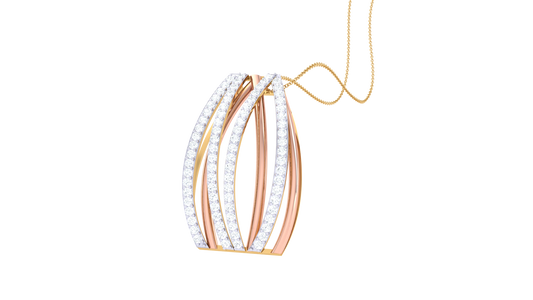 Curved Gold & Diamond Fan Pendant – 0.53 Ct