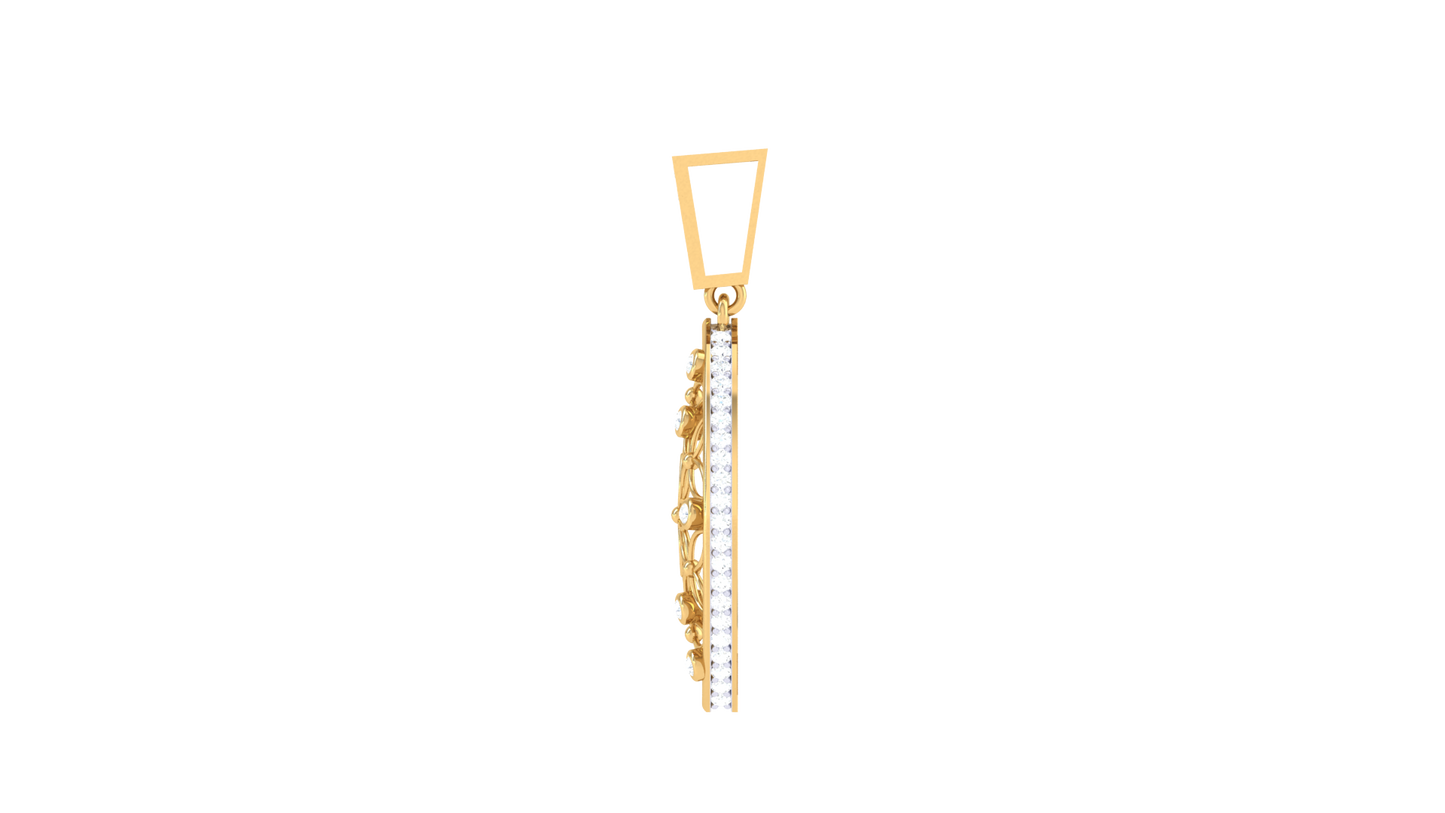 Lattice-Pattern Pendant In Gold – 0.38 Ct Brilliant Cut Diamonds
