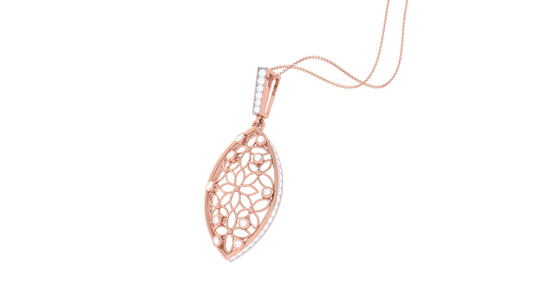 Lattice-Pattern Pendant In Gold – 0.38 Ct Brilliant Cut Diamonds