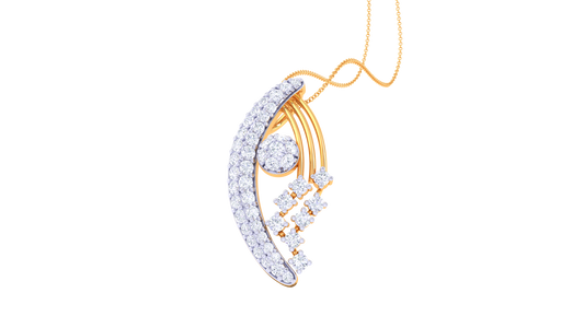 Sculpted Harmony Design Pendant In Gold - 0.45 Ct Diamonds-Set