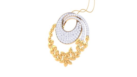 Floral Swirl Pendent In Rose Gold - 0.83 Ct Round Cut Diamonds