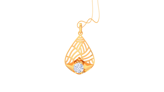 Golden Whisper Teardrop Pendant - 0.59 Ct Round Cut Diamond Sparkle