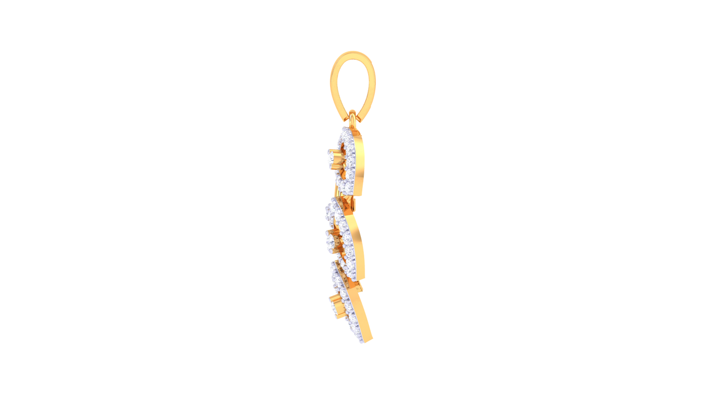 Leaf Cluster And Bar Pendant in Gold – 0.51 Ct Pave Set Diamonds