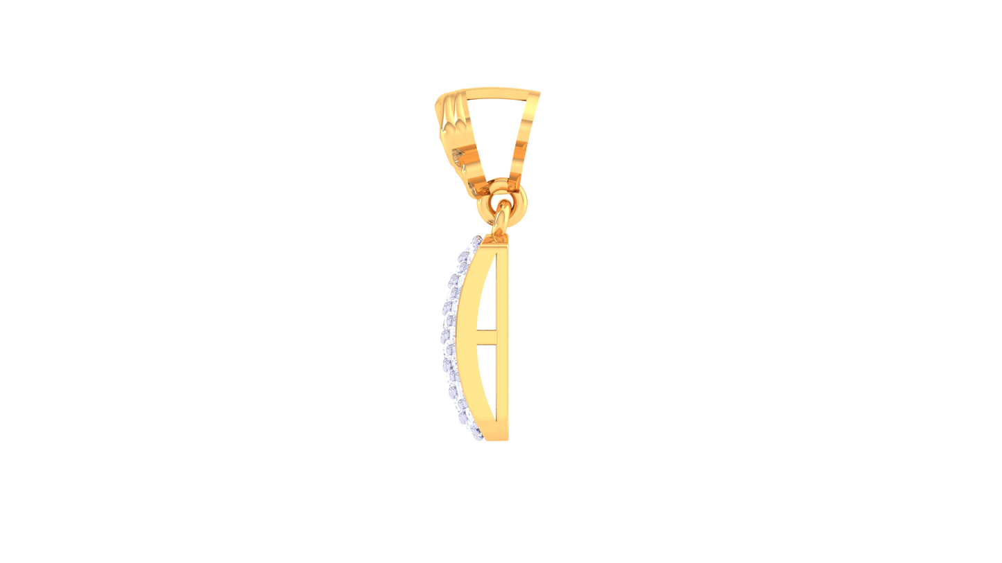 Twisted Rope Lustrous Gold Chain - 0.31 Ct Dazzling Diamond Grid Pendant