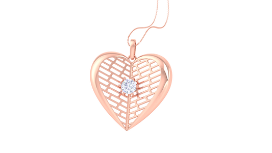 Lattice Heart Pendant In Rose Gold - 0.59 Ct Round Cut Diamond Radiance